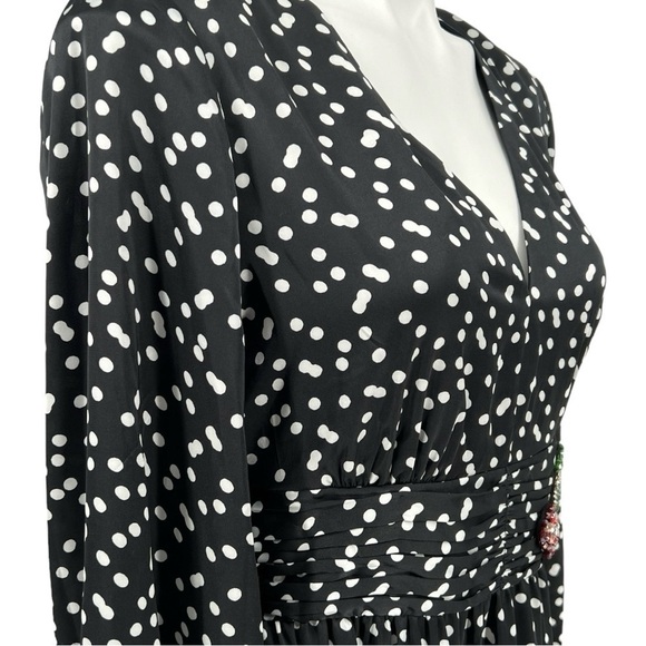 Betsey Johnson Polka Dot Beaded Hi-low Ruffle Midi Length Wrap dress sz 8 new - Picture 4 of 11